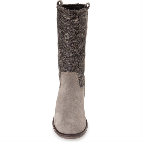 Ash Gray Sweater Knit Tall Cozy Winter Boots - Picture 4 of 6